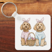 Oster-Goldendoodle-Hunde Schlüsselanhänger (Vorderseite)