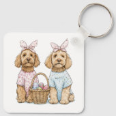 Oster-Goldendoodle-Hunde Schlüsselanhänger (Rückseite)