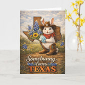 Oster-Grußkarte: Somebunny liebt Texas Karte (Gelbe Blume)