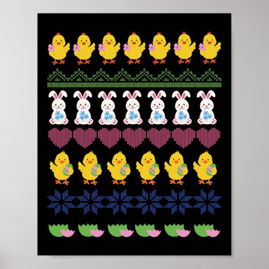 Oster-Häkelmuster Huhn Kaninchen Ei Poster (Vorne)