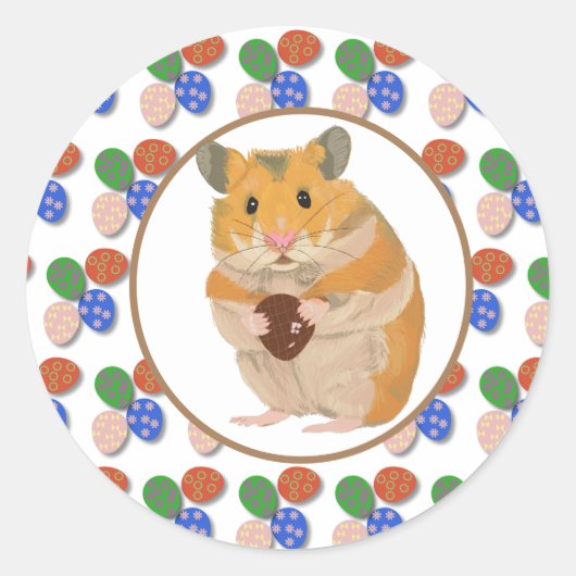 Oster-Hamster mit Schokoladeneiern Runder Aufkleber (Vorderseite)
