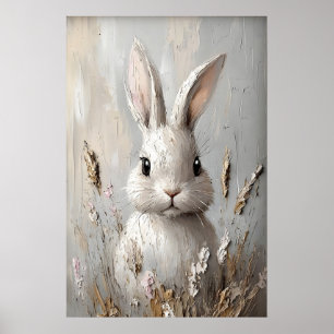 Oster-Hasen-Blumen-Boho-Porträt-Druck, Ostern Poster