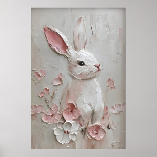 Oster-Hasen-Blumen-Porträt-Druck, Ostern Poster