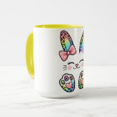 Oster-Hasen-Regenbogen Tasse (Vorderseite Links)