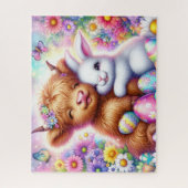 Oster Highland-Rind Osterhase Puzzle (Vertikal)