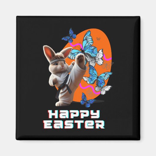 Oster-Karate-Hase Magnet (Vorne)