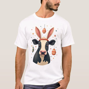 Oster-Kuh-Hasenohren Vintage Süßes Bauernhoftier E T-Shirt