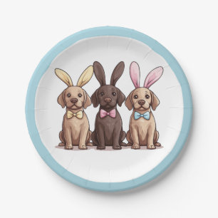 Oster-Labrador-Retriever-Hunde mit Hasenohren Pappteller