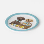 Oster-Labrador-Retriever-Hunde Pappteller (Schrägansicht)