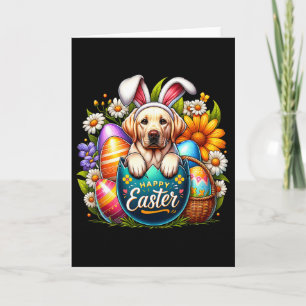 Oster-Labrador-Welpe Floral Ostern Bunte Eier Karte