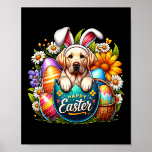 Oster-Labrador-Welpe Floral Ostern Bunte Eier  Poster