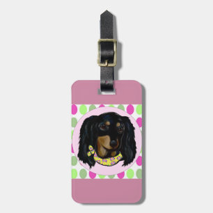 Oster Langhaar Dachshund Schwarz Gepäckanhänger