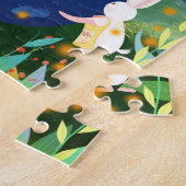 Oster Mädchen und Hase malen riesiges blaues Ei Puzzle (Seite)