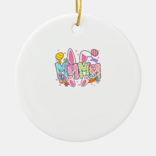 Oster-Mama-Hasen-Ohren Koketter Bogen Osterhase  Keramik Ornament