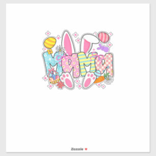 Oster-Mama-Hasenohren Coquette-Schleife Osterhase  Aufkleber