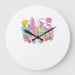 Oster-Mama-Hasenohren Coquette-Schleife Osterhase Große Wanduhr