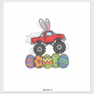 Oster-Monster-Truck Jungen Frohe Ostern Eier An Aufkleber