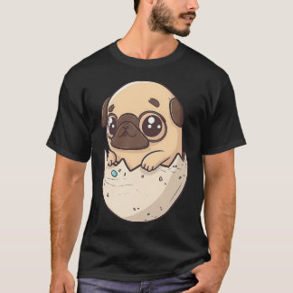 Oster-Mops schlüpft aus einem Ei, kawaii Chibi-Hün T-Shirt
