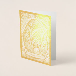 Oster-Motiv Schwarz-Weiß-Cartoon mit Ostereiern 52 Folienkarte