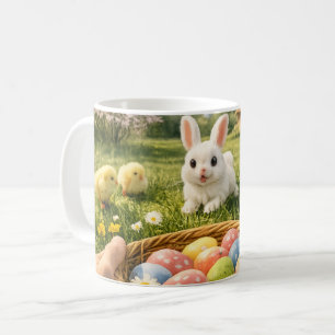 Oster-Mug mit Charme – Hase, Küken & Pastell-Eier Kaffeetasse