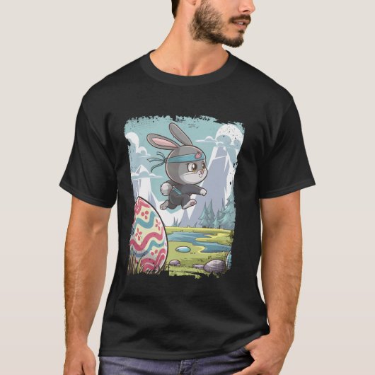 Oster-Ninja-Hasen-Eiersuche T-Shirt (Vorderseite)