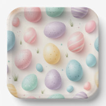 Oster-Papierpartyplatte mit Pastell-Eiern