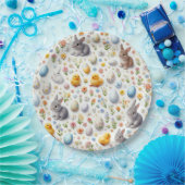 Oster-Papierplatten – Hasen, Eier, Küken Pappteller (Party)