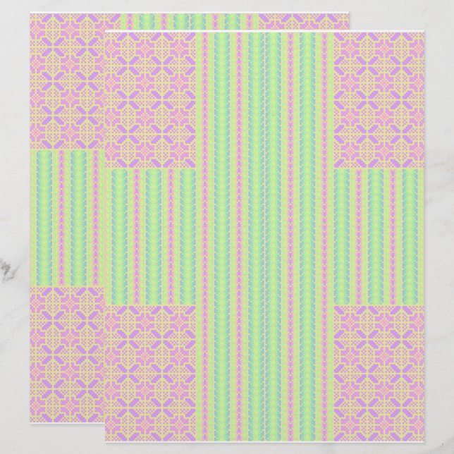 Oster-Pastell-Kreuz 2-seitiges Scrapbook-Papier (Vorne/Hinten)