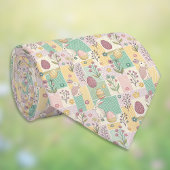 Oster-Patchwork-Pastell-Hasen Eier und Gingham Krawatte