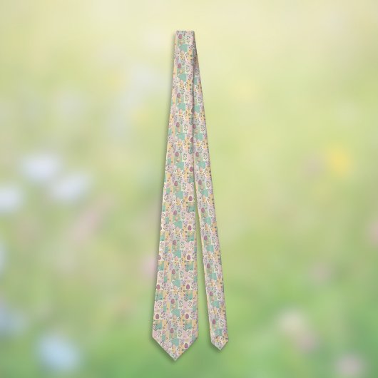 Oster-Patchwork-Pastell-Hasen Eier und Gingham Krawatte