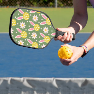 Oster-Pickleball Mit Hasenohren und Blumen  Pickleball Schläger