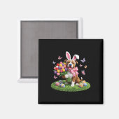 Oster-Pitbull-Hundemutter Frühhling Osterhase Tulp Magnet (Vorderseite/Rückseite)