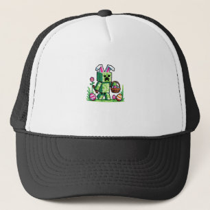 Oster-Pixel-Gaming-Hase-Eier-Jagd-Jungen-Kinder-Yo Truckerkappe