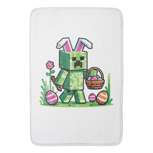 Oster-Pixel-Gaming-Hase-Eierjagd Badematte (Vorderseite Vertikal)