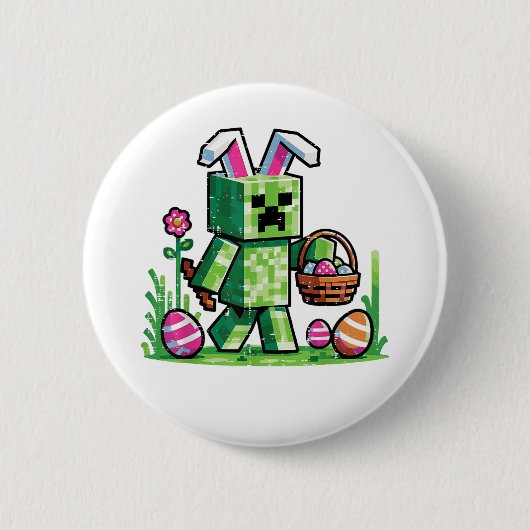 Oster-Pixel-Gaming-Hase-Eierjagd Button (Vorderseite)