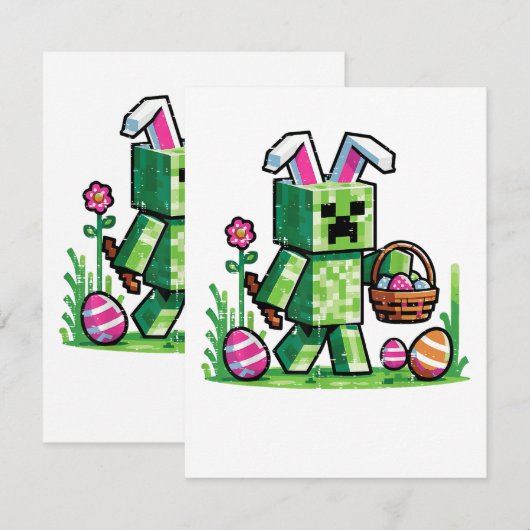 Oster-Pixel-Gaming-Hase-Eierjagd Karte (Vorne/Hinten)