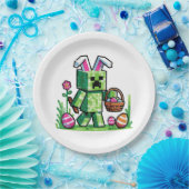 Oster-Pixel-Gaming-Hase-Eierjagd Pappteller (Party)