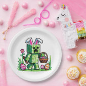 Oster-Pixel-Gaming-Hase-Eierjagd Pappteller (Party)