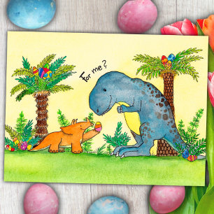 Oster-Postkarte von Nicole Janes mit Dinosauriern Feiertagspostkarte