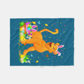 Oster-Puma-Hase-Eierjagd-Illustration Fleecedecke (Vorderseite (Horizontal))