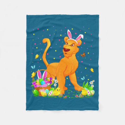 Oster-Puma-Hase-Eierjagd-Illustration Fleecedecke (Vorderseite)
