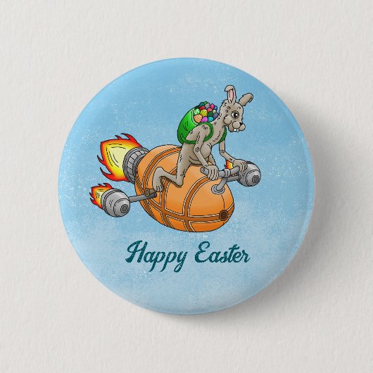Oster-Raketen-Hase Button (Vorderseite)