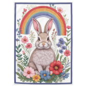 Oster Regenbogen Wiese Frühlingsblumen Wilder Hase Tischdecke (Vorderseite)