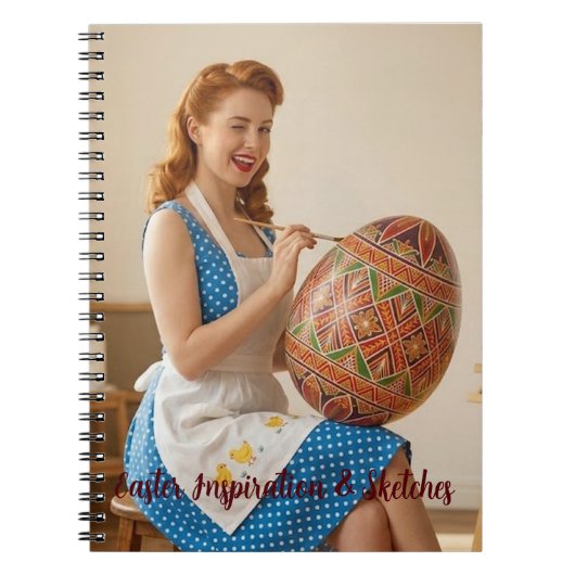 Oster-Retro-Künstlerin Ginger Girl Noteb Notizblock (Vorderseite)