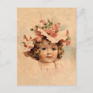 Oster-Rosen-Hauben-Mädchen im Vintage-Stil Feiertagspostkarte