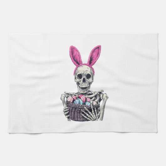 Oster-Schädel � Lustiger Bunny-Skelett Geschirrtuch (Horizontal)