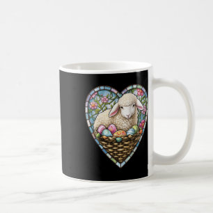 Oster-Schaf-Lamm und Ostereier in Buntglas-Herz Kaffeetasse