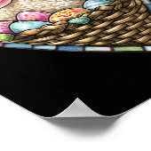 Oster-Schaf-und-Oster-Eier-in-buntglas-Herz Poster (Ecke)