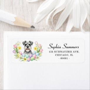 Oster-Schnauzer mit Blumen-Adresse