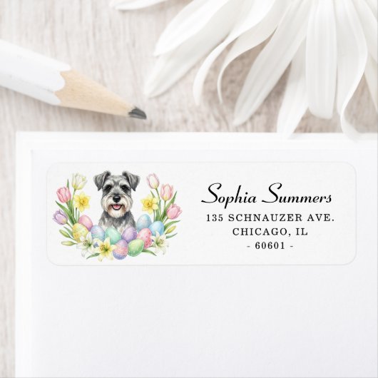 Oster-Schnauzer mit Blumen-Adresse (Insitu)